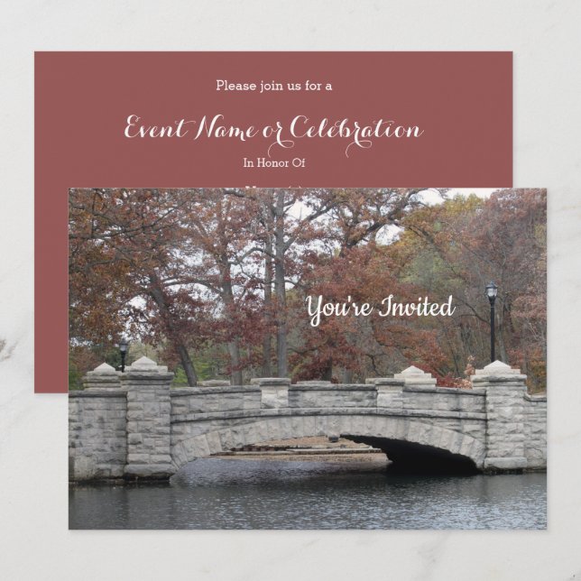 Rustic Stone Bridge Photo Invitation (Front/Back)