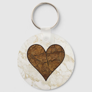 Rustic Stone Heart Keychain