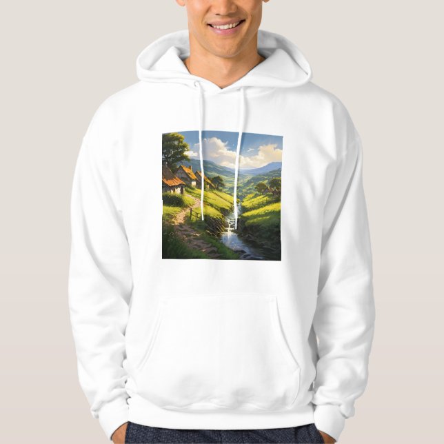 Rustic Stone Houses Village Hoodie (Front)