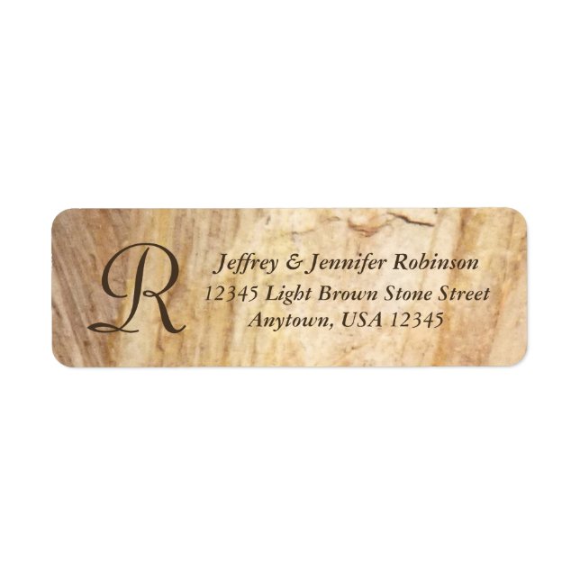 Rustic Stone Monogram Name and Return Address (Front)
