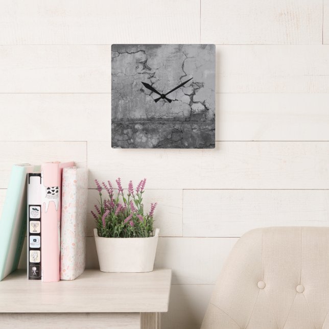Rustic Stone Wall Napoli 1 - BW Square Wall Clock (Reading Room)