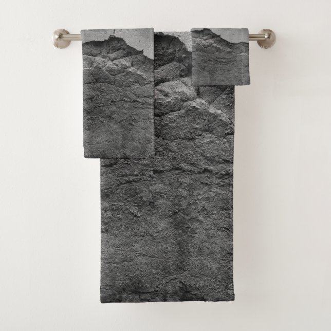 Rustic Stone Wall Napoli 2 - Yin Yang - BW Bath Towel Set (Insitu)
