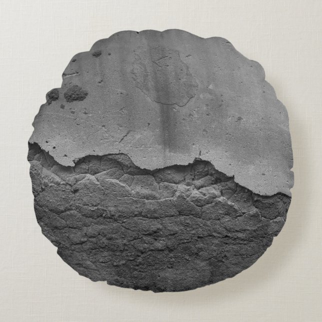 Rustic Stone Wall Napoli 2 - Yin Yang - BW Round Pillow (Front)