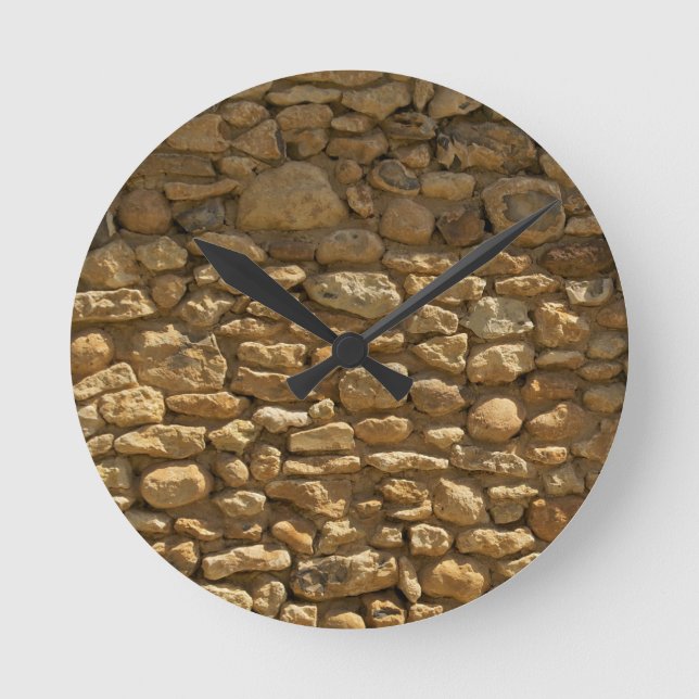 Rustic Stone Wall Round Clock (Front)