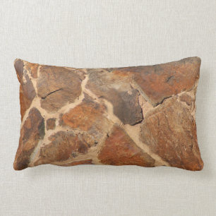 Rustic Stone Wall Structure Photo Warm Golden Lumbar Pillow