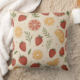 Rustic Strawberry & Citrus Earthy Pattern (2) Throw Pillow
