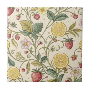 Rustic Strawberry & Citrus Earthy Pattern (3) Tile