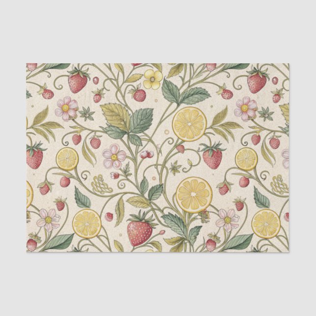 Rustic Strawberry & Citrus Earthy Pattern (3) Tissue Paper (Front)