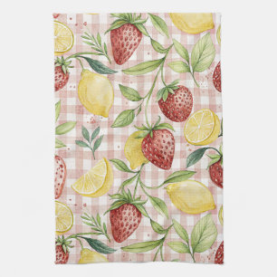 Rustic Strawberry & Citrus Earthy Pattern (7) Kitchen Towel