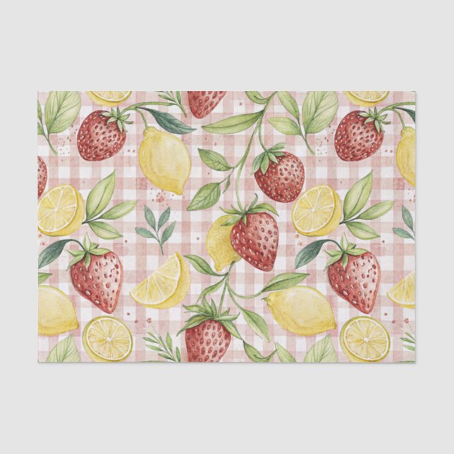 Rustic Strawberry & Citrus Earthy Pattern (7) Tissue Paper (Front)