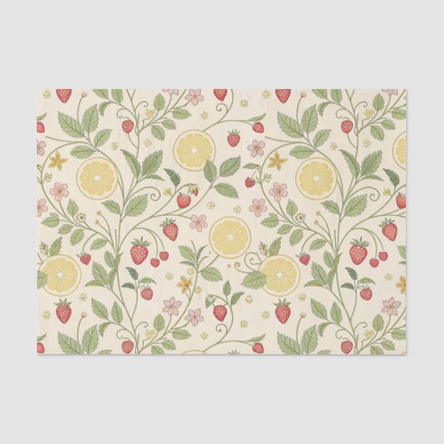 Rustic Strawberry & Citrus Earthy Pattern Tissue Paper (Front)
