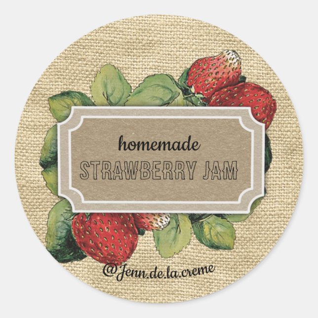 Rustic Strawberry Jam Catering  Classic Round Sticker (Front)