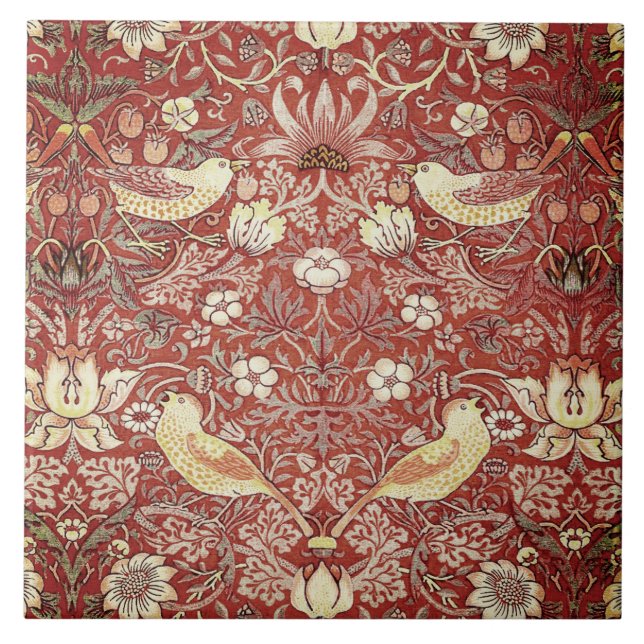 Rustic Strawberry Thief Tile (Front)