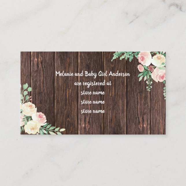 Rustic string light baby shower gift registry card (Front)