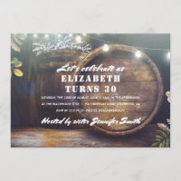 Rustic String Lights and Oak Barrel Birthday Party