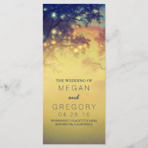 Rustic String Lights and Trees Wedding Programs