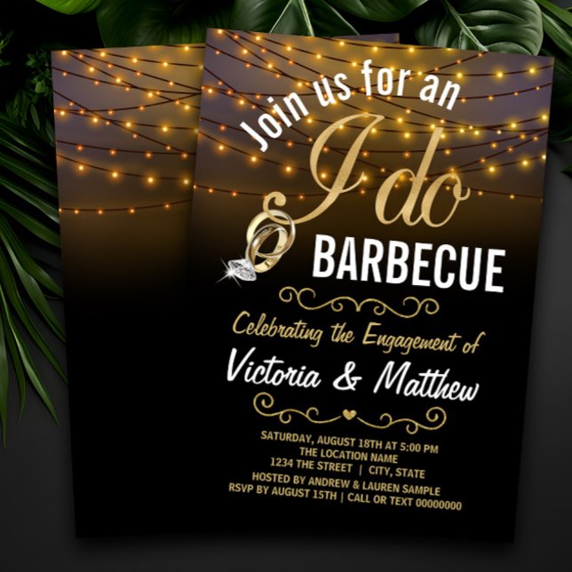 Rustic String Lights Barbecue Engagement Party Invitation (Creator Uploaded)