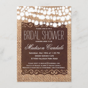 Rustic String Lights Bridal Shower Invitations