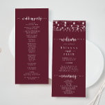Rustic String Lights Burgundy Wedding Program<br><div class="desc">This rustic string lights burgundy wedding program is perfect for a classic wedding. The design features beautiful hand-painted string lights in a burgundy background.</div>