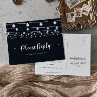Rustic String Lights Calligraphy Menu Choice RSVP