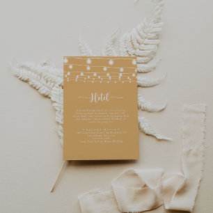 Rustic String Lights Calligraphy Yellow Hotel Enclosure Card
