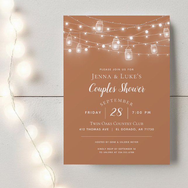 Rustic String Lights Couples Douche Invitation (Créateur téléchargé)