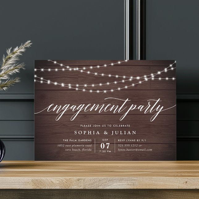 Rustic String Lights Engagement Party Invitation (Creator Uploaded)