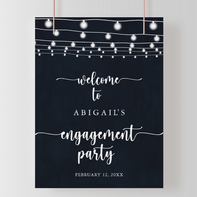 Rustic String Lights Engagement Party Welcome   Poster (Creator Uploaded)
