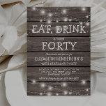 Rustic String Lights Forty Birthday Party | 40th Invitation<br><div class="desc">Fortieth birthday celebration invitations featuring a rustic wooden background,  string twinkle lights ans a birthday wording template. The birthday age on this invitation can also be changed to 18th,  21st,  30th,  50th,  60th,  etc.</div>