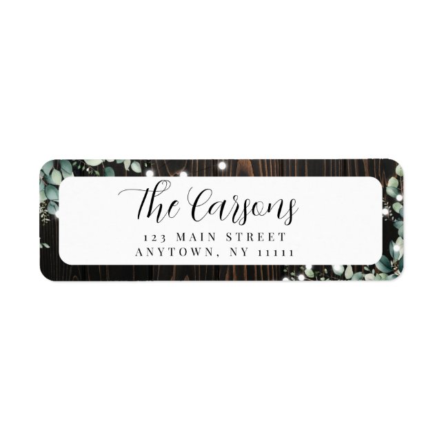 Rustic String Lights Greenery Return Address Label (Devant)