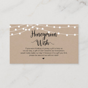 Rustic String Lights, Kraft, Honeymoon Wish Enclosure Card