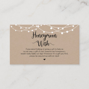 Rustic String Lights, Kraft, Honeymoon Wish Enclosure Card