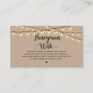 Rustic String Lights, Kraft, Honeymoon Wish Enclosure Card