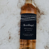 Rustic String Lights Mariage Vin Étiquettes