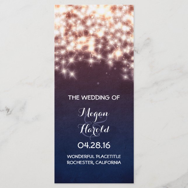 Rustic String Lights Marine Wedding Programmes (Devant)