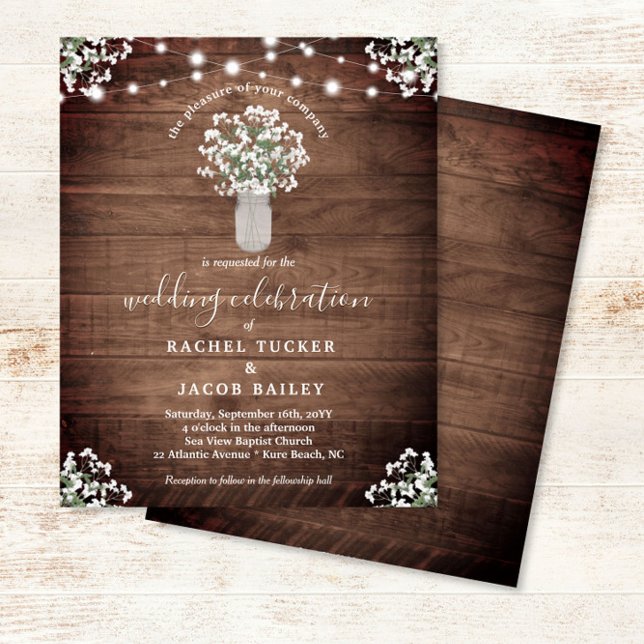 Rustic String Lights Mason Jar Budget Wedding Postcard (Creator Uploaded)