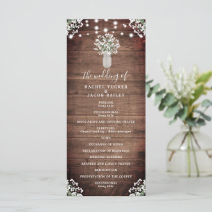 Rustic String Lights Mason Jar Wedding Program