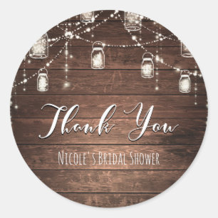 Rustic String Lights Mason Jars Lace Country Glam Classic Round Sticker