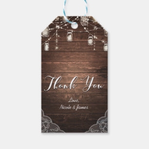 Rustic String Lights Mason Jars Lace Country Glam Gift Tags