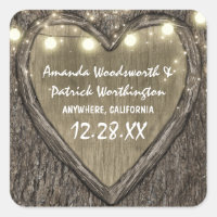 Rustic String Lights Oak Tree Bark Wedding Favours