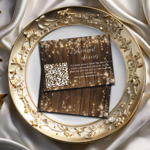 Rustic String Lights QR Code Rehearsal Dinner Enclosure Card