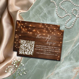 Rustic String Lights QR Code The Night Before Enclosure Card
