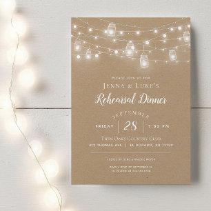 Rustic String Lights Rehearsal Dinner Invitation