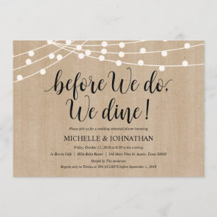 Rustic String Lights Rehearsal Dinner Invites