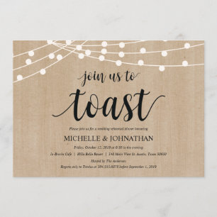 Rustic String Lights Rehearsal Dinner Invites