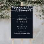 Rustic String Lights Rehearsal Dinner Welcome Sign<br><div class="desc">This rustic string lights rehearsal dinner welcome sign is perfect for a simple wedding rehearsal. The design features beautiful hand-painted string lights in a dark blue background.</div>