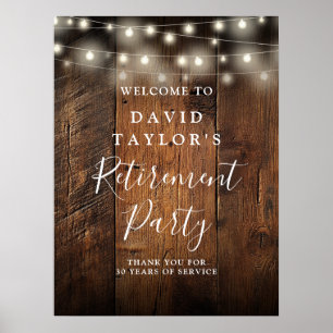 Rustic String Lights Retirement Party Welcome Sign