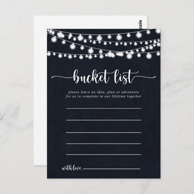 Rustic String Lights Simple Bucket List Cards (Front/Back)