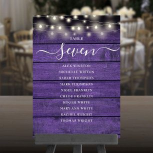Rustic String Lights Table Number Seating Chart