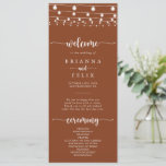 Rustic String Lights Terracotta Wedding Program<br><div class="desc">This rustic string lights terracotta wedding program is perfect for a classic wedding. The design features beautiful hand-painted string lights in a terracotta background.</div>